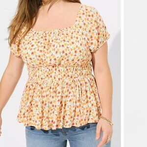 Torrid Top Blouse Shirt Crinkle Gauze Lace Up Criss Cross Back Plus Size 5X